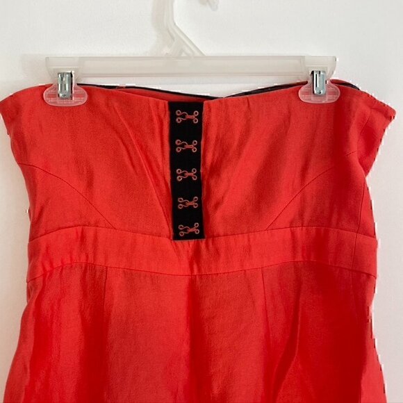 COOPERATIVE URBAN OUTFITTERS Bright Coral Orange Strapless Mini Sheath ? Dress - Picture 10 of 12